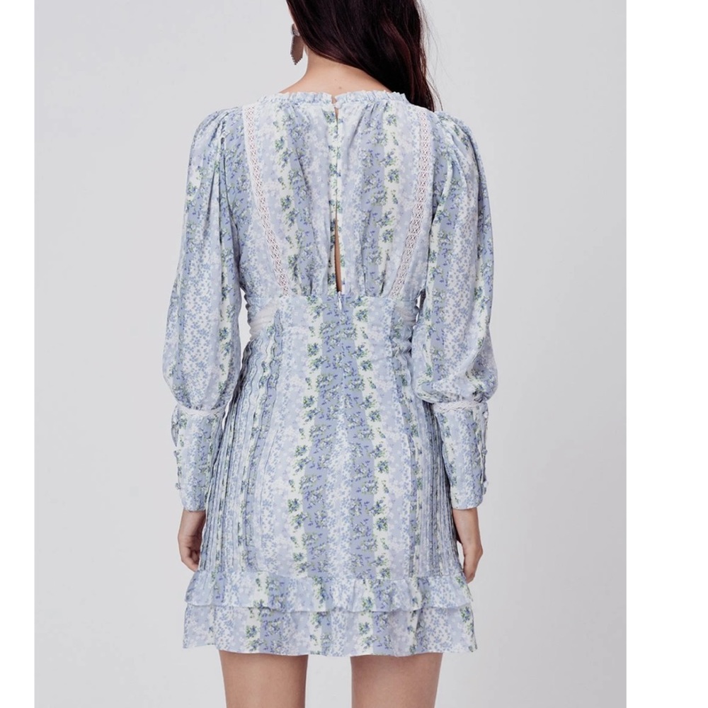 For Love & Lemons Blue Floral Puff-Sleeve Mini Dress - Picture 4 of 8